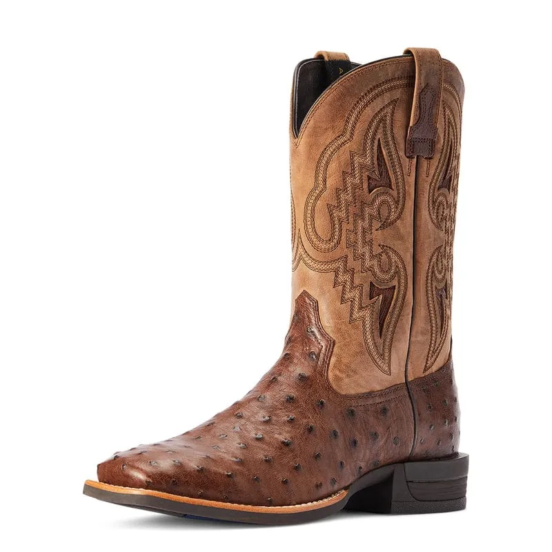 Ariat Men's Dagger Dark Tabac Full Quill Ostrich Exotic Western Boots 10042475