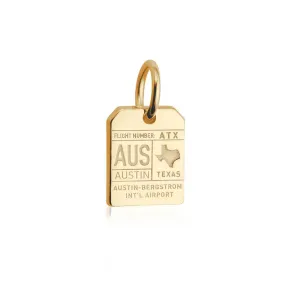 Austin Texas USA AUS Luggage Tag Charm Solid Gold Mini