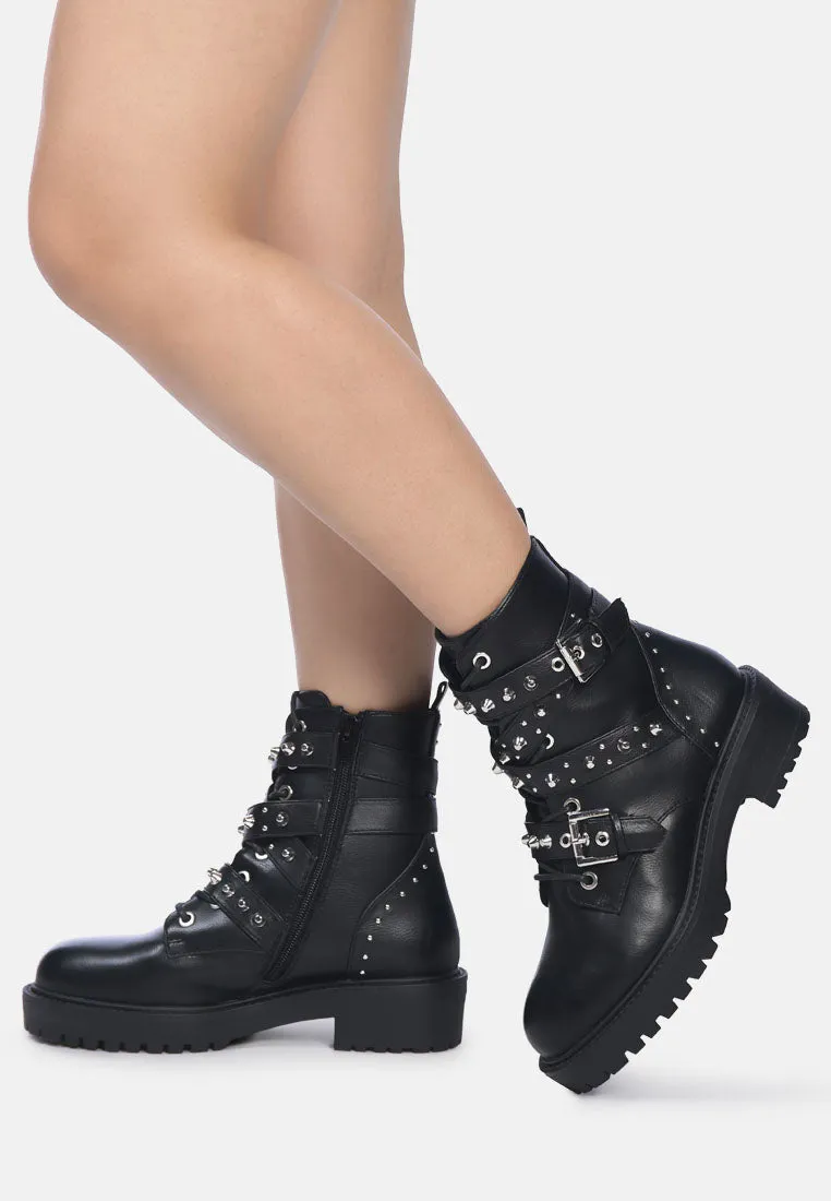 Black Buckled Biker Boots