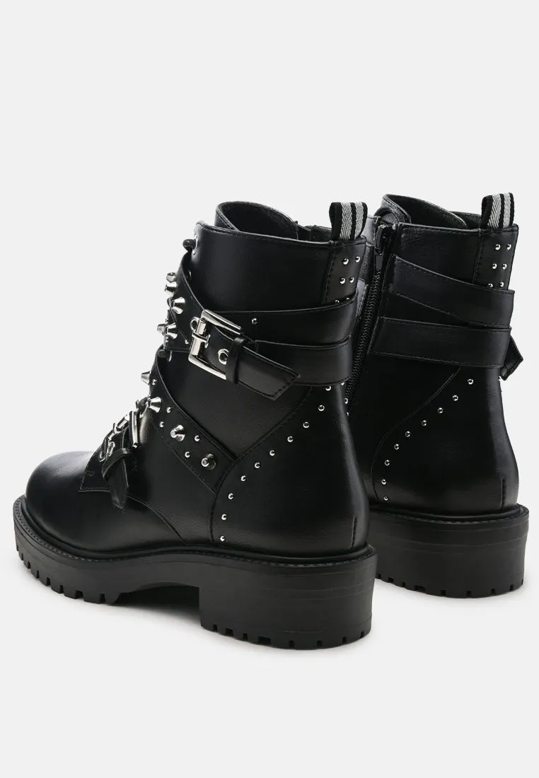 Black Buckled Biker Boots