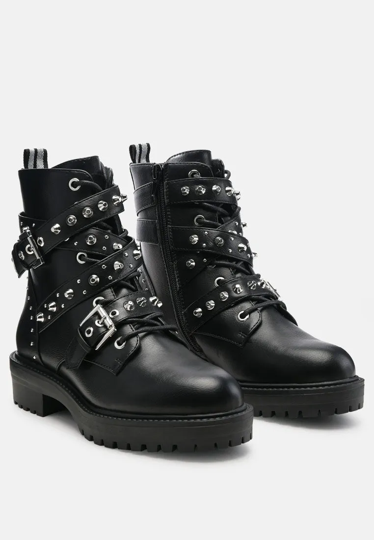 Black Buckled Biker Boots