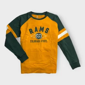 CSU Rams L/s T-Shirt | M (38/40) | Green/Yellow Logo | Colorblock | EUC