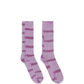 DYED STRIPE RIBBED CREW SOCKS