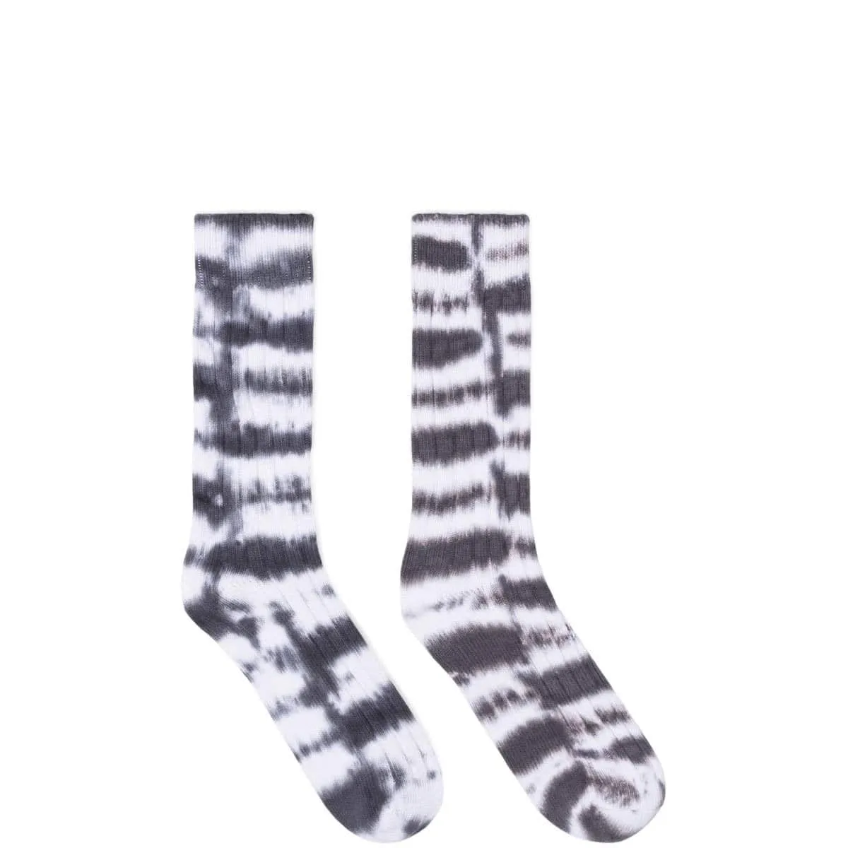 DYED STRIPE RIBBED CREW SOCKS