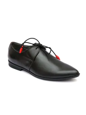 Hitz Men's Black Leather Derby Formal Shoes