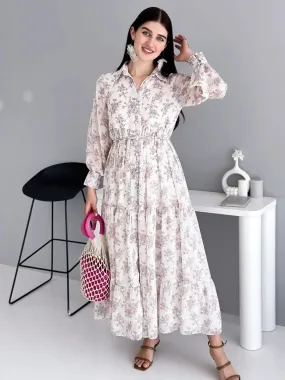 Holiday Floral Long Dress