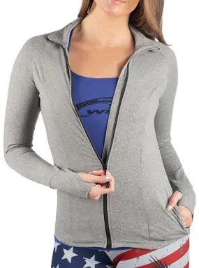 NEW! Grey Zip Shirt Jacket SoftTECH™ Full Zip Princess Cut With Pockets by WSI Made in USA 791SFZH