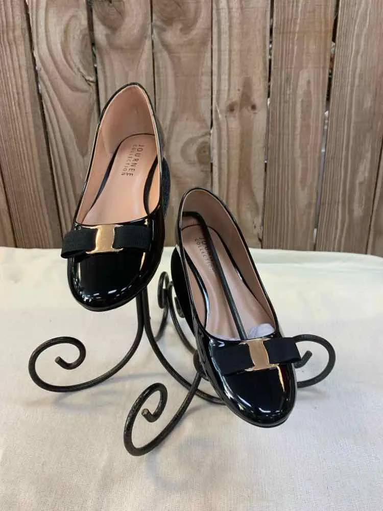 NWT JOURNEE COLLECTION SHOES 10 Black PATENT LEATHER BALLET FLAT Shoes