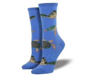 SOCKSMITH WOMENS SEA TURTLES PERIWINKLE