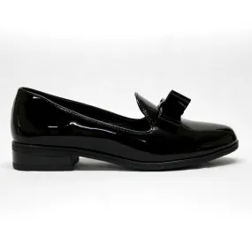 SOFTINO Bow Black Hi-Shine Moccasin